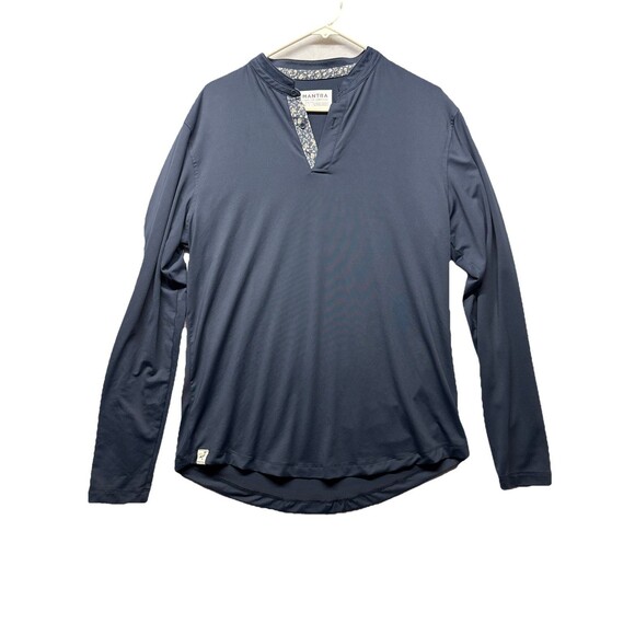 Mantra Catalyst Polo Shirt Mens Large Blue Henley Long Sleeve Performance Golf - Picture 1 of 5